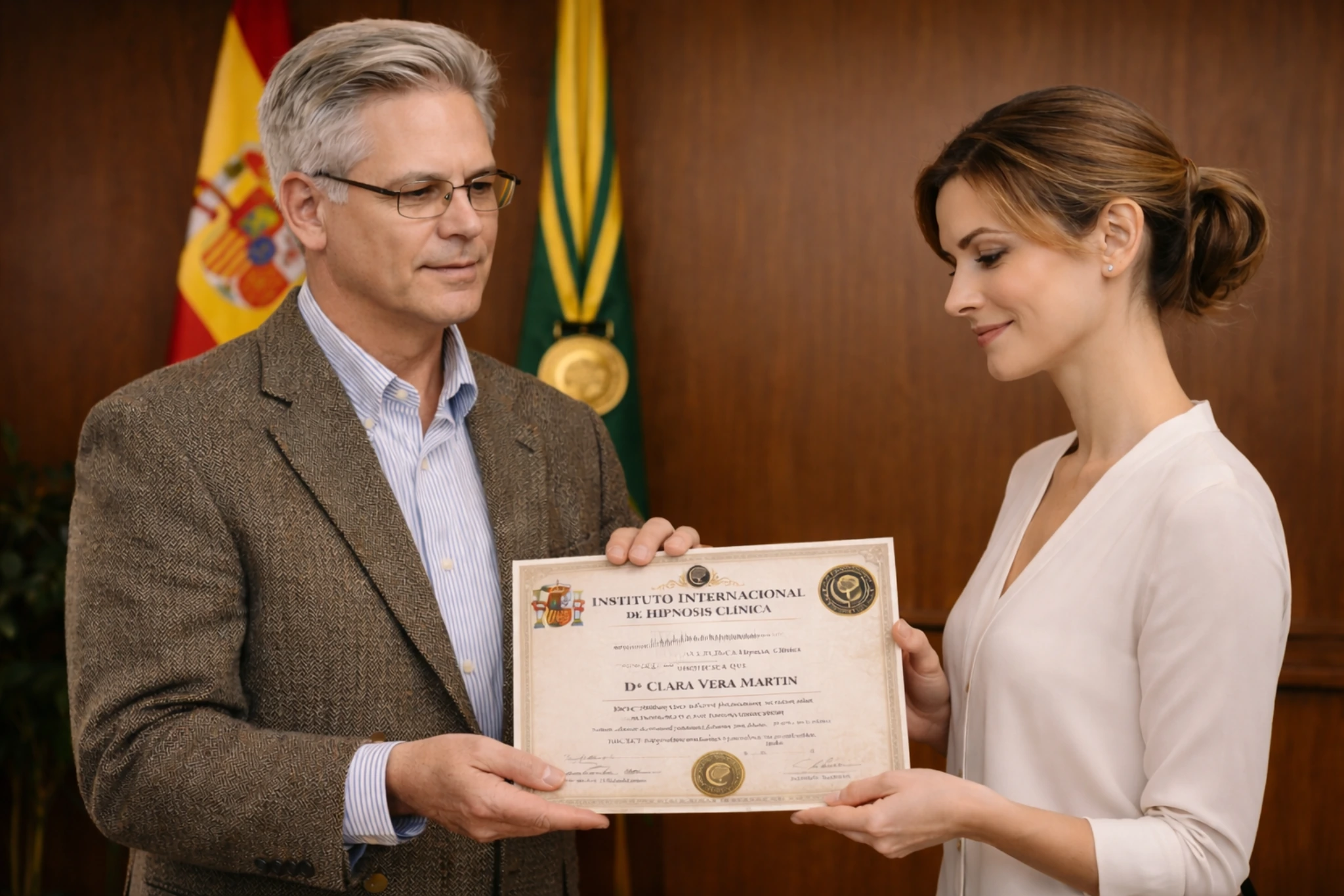 Entrega de certificación del Instituto Internacional de Hipnosis Clínica