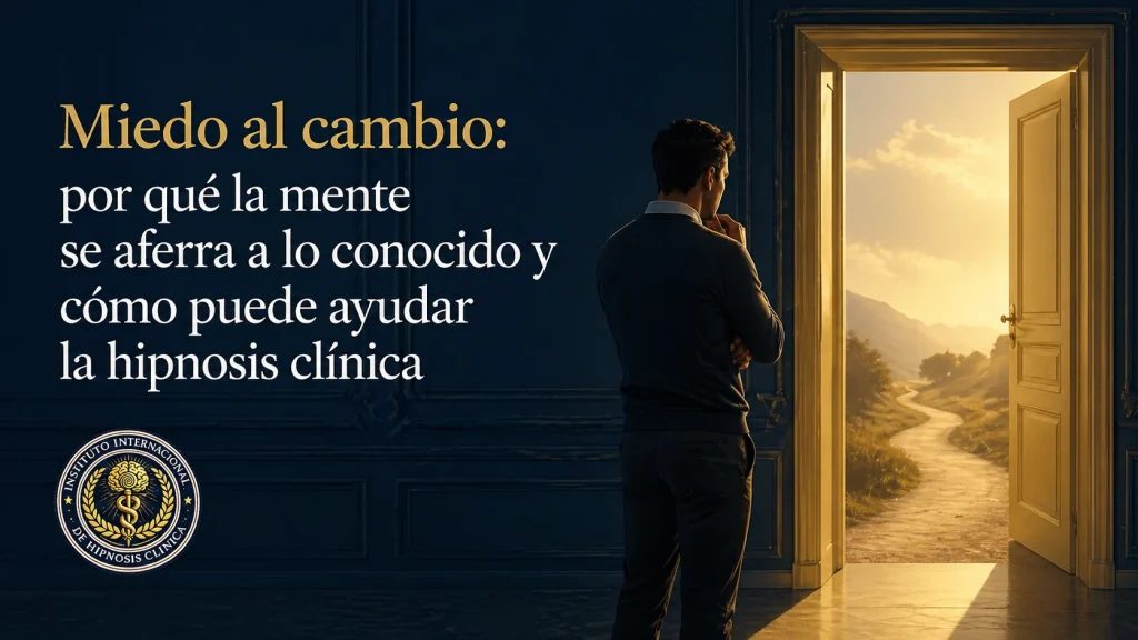 Persona frente a una puerta iluminada que representa el miedo al cambio, la mente subconsciente y la hipnosis clínica